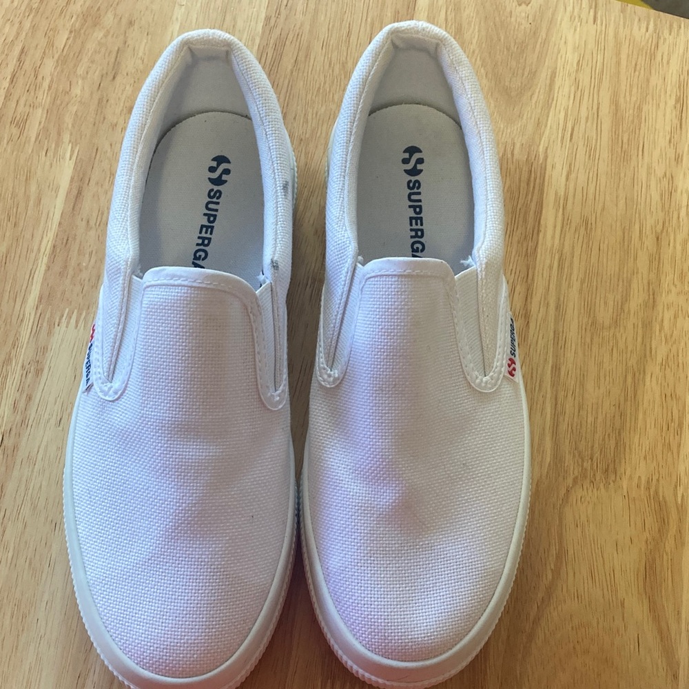 Superga White Canvas Slip-On Sneakers NWOT - Picture 2 of 7